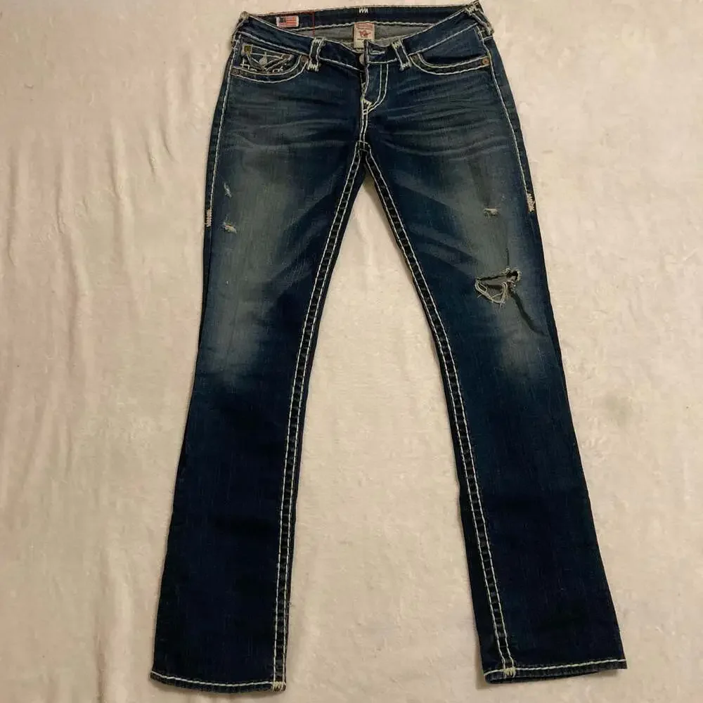 True Religion Billy Joey Super T Thick Thread Jeans Size 28 Made in USA